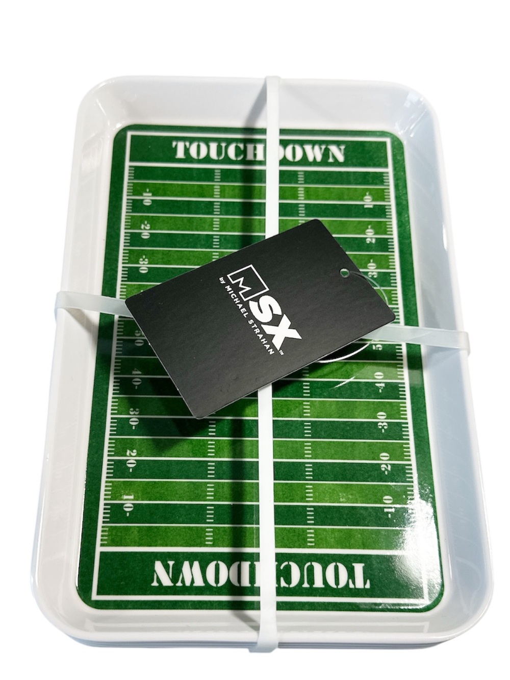 NEW MSX Michael Strahan TOUCHDOWN Football Game Appetizer Plate Set/4 🏈🏉🏈